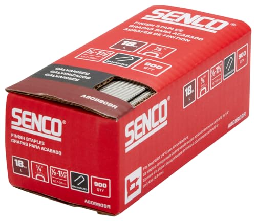 Image of SENCO A809909R 18 Gauge, 1 /4 inch Crown Finish Staples, 1 /2 inch - 1 1 /2 inch Length Galvanized, 1,000 Count Pack