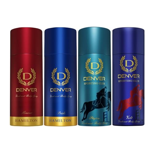 Image of Denver Volt, Phyton - 165 ML Each & Honour, Pride - 150 ML Each Deodorant For Men, Pack of 4|Long Lasting Deodorant For Men