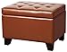 New Pacific Direct Julian Rectangular Bonded Leather Storage Ottoman,Pumpkin Orange