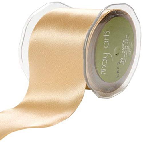 May Arts 3-Inch Wide Ribbon, Champagne Satin