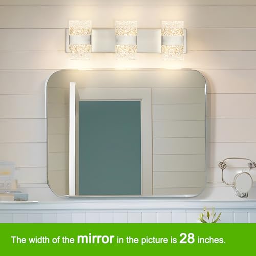 Image of Bathroom Vanity Light Fixture, Modern Brushed Nickel LED Vanity Light, Dimmable 19W LED Wall Sconce Lighting for Bathroom, Bedroom, Perfect for Makeup & Shaving