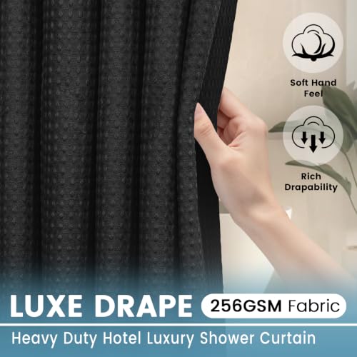 EUTXL Heavyweight No Hook Shower Curtain with Liner, Black,71x86 by EUTXL - Used condition - Image 5