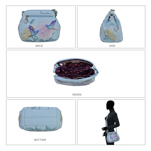 Image of Anuschka Women's Leather Shoulder Bag - Hand-Painted Genuine Leather Handbag with Adjustable Strap - 691, Shoulder Bag