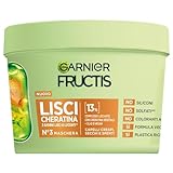 Garnier Fructis Maschera, Per Capelli Lisci e Lucenti a Lungo, Effetto Anti-Crespo, Trattamento Lisciante alla Cheratina Vegetale e Olio di Argan, Lisci Cheratina, 370 ml