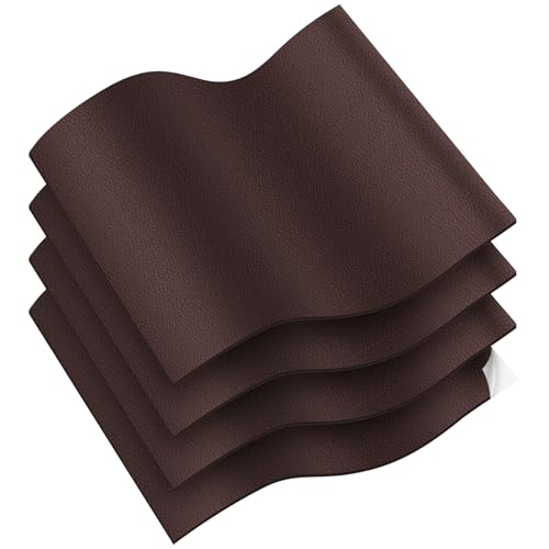 Vicloon Patchs de Réparation en Cuir, 4pcs 19 * 14 Patchs Autocollants de Rénovation en Cuir, Kits de Réparation des Autocollants en Similicuir, pour Canapés Sièges de Voiture - Marron Foncé