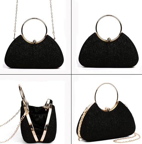 Image of INOVERA (LABEL) Hand Clutches for Women and Girls - Stylish Ladies Party Wedding Clutch Purse with Ring Handle and Chain Strap