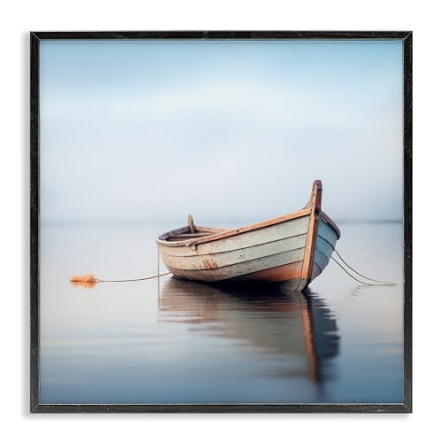 'Boat Floating in Fog'| Framed Giclee Art