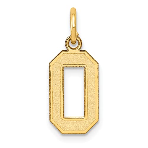 10k Small Satin Number Charm Pendant (Length 18mm Width 7 mm)