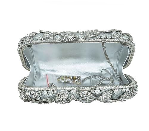 Image of Luxury Crystal Clutch Purse for Women Rhinestone Handbag Formal Party Evening Bag Sparkly Bridal Flower Purse