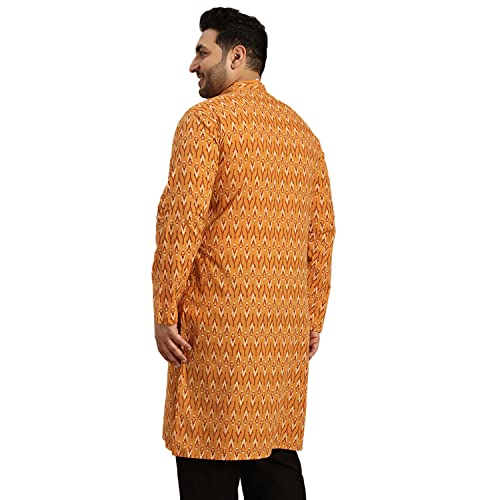 Image of SOJANYA Plus (Since 1958) Men's Cotton Linen Long Kurta | Ethnic Motif Printed for Navratri, Garba & Puja