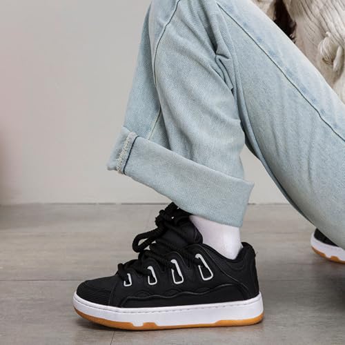 Women's Men's Streetwear Chunky Platform Sneakers Fashion Y2K Casual Lace up Couple Board Shoes4