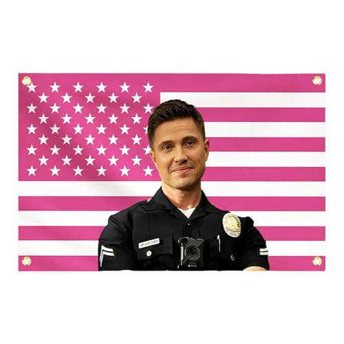 Banderas de Tim Bradford de 3 x 5 pies, tapiz de invierno rosa americano, con 4 ojales de latón, para decoración de dormitorio universitario, fiestas al aire libre, patio trasero, decoración de