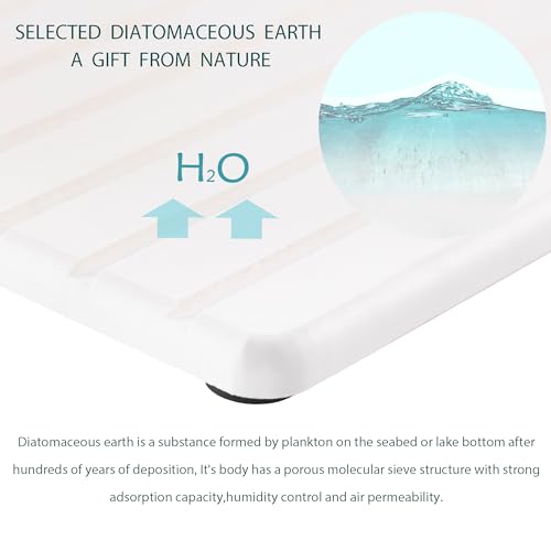 Image of NiuYichee 2 PCS Water Absorbent diatomite Coasters, 12.2 inch x 5.5 inch Water Absorbing Stone Tray for Sink, Stone Drying mat for Kitchen Counter, Stone soap Tray Used for Hand Soaps & toiletries & Plants