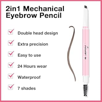 AMY'S DIARY Eyebrow Pencil Retractable Definer, brown Dual-Sided Brow Brush, Fine Tip, Shapes, Defines, Fills Brow Makeup Flapiz Para Cejasills (07#DARK BROWN)