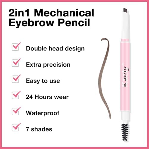 AMY'S DIARY Eyebrow Pencil Retractable Definer, brown Dual-Sided Brow Brush, Fine Tip, Shapes, Defines, Fills Brow Makeup Flapiz Para Cejasills (07#DARK BROWN)