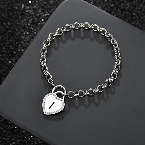 Image of CaleesLLC Letter A to Z Initial Charm Bracelet Adjustable Stainless Steel Anklet Personalized Wrist Link for Women