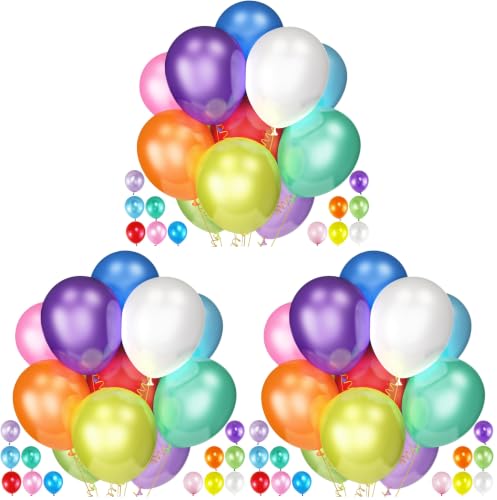 Image of 120Pcs Balloons Assorted Colors,12 Inch Latex Party Balloon for Birthday Party, Light Multi Color Ballons Rainbow Balloons for Wedding Baby Shower Supplies.(Assorted) (Pack of 3)