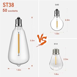 100FT Remote Outdoor String Lights for Outside, 50+2 LED Waterproof Shatterproof Edison Dimmable Timer Bulbs, 2500K Warm White Patio Lights for Garden Backyard Yard Hanging Lighting