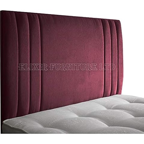 Elixir Furniture Divan Bed Rio Headboard Quality Chenille Fabric Elegant Bright Bedroom Decor (Plum, Double 4 FEET 6 INCHES, Height 36 INCHES) Cover