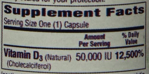 Bio-Tech Pharmacal D3-50 50,000 Iu, 100 Capsules – All-Natural Supplement – Supports Bone, Cardiovascular, Neuromuscular, & Immune Health – No Dairy, Fish, Gluten, Peanut, Shellfish, & Soy #TOP4