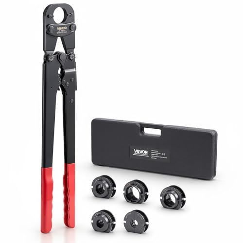 VEVOR Pince à Sertir Tuyau PEX Aluminium-plastique Sertisseuse Raccords Tuyaux Un Seul Port Mâchoires TH12 TH16 TH20 TH26 TH32 Étui de Rangement Kit...