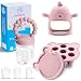 Gedebey Baby Food Feeder, Pacifier Fruit- Fresh Silicone Bottle Squeeze Spoon Frozen Fruit Teething Pacifiers Nibbler Hygienic Cover Newborn Teeth with Meshes Sizes for Baby Food Spoon