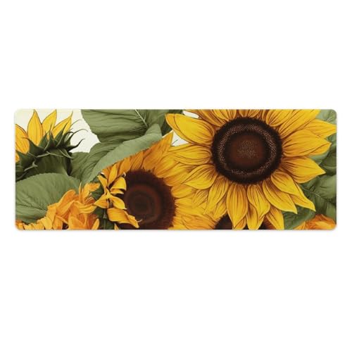 Tapis de souris de grande taille avec finitions premium fleurs jaunes