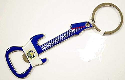 Llavero con forma de guitarra con diseño de bandera de El Salvador - El Salvador Souvenirs