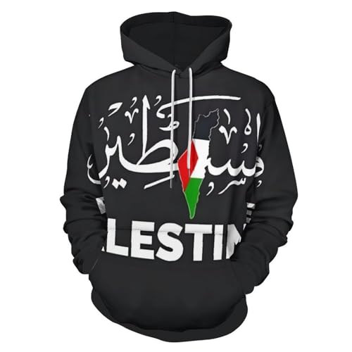 Sweat à capuche homme drapeau palestinien pull manches longues course