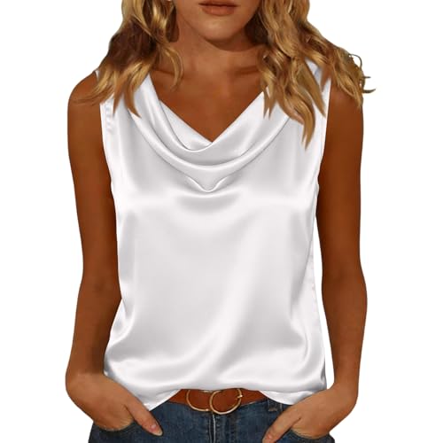 SCBFDI Caraco Femme Soie Chemisier Satin ÉLégant et Décontracté Col Drape