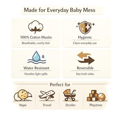 Image of 100% Cotton 6-Layer Muslin Baby Blanket | Super Soft, Breathable & All Seasons Multipurpose Blanket for Babies (Caraousel - Camel)