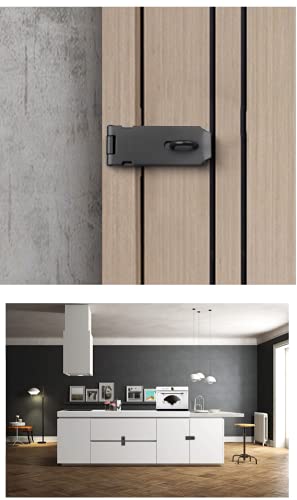 Rozekean Door Hasp Latch 5 Inch Clasp Gate Lock Latch Stainless Steel Door Bolt Latch,Black Matte Finish #TOP4