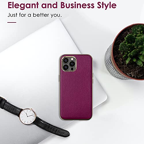 LOHASIC for iPhone 13 Pro Max Case Leather, Luxury Phone Case, Fuchsia - image 4