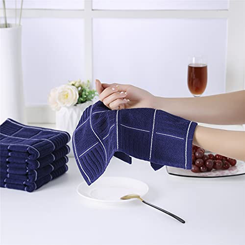 Glynniss Kitchen Towels And Dishcloths Set, Four Kitchen Dish Towels 16X26 Inches, Four Absorbent Dish Cloths For Washing Dishes 12X12 Inches, Cleaning And Drying For Everyday Use Pack Of 8 (Blue) #TOP6