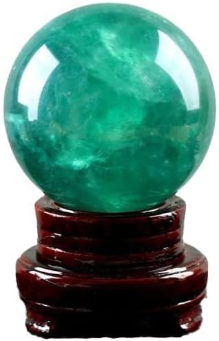 Fluorite Crystal Ball with Stand for Home Office Decor, Feng Shui Crystal Sphere for and Witchcraft,80mm