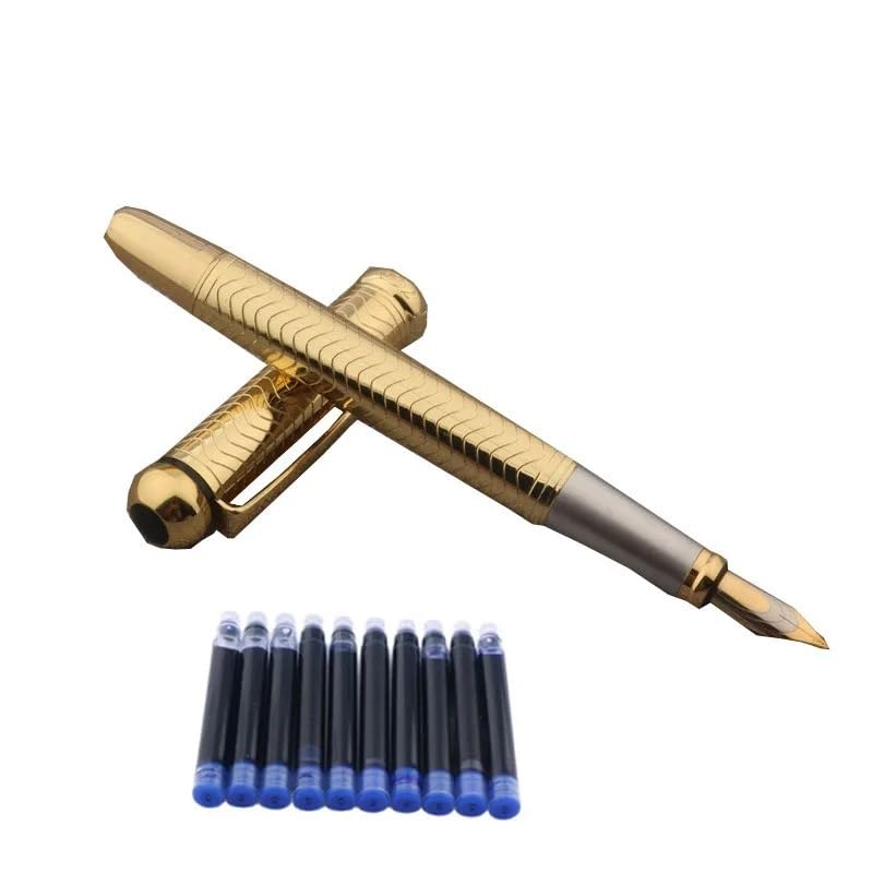 Penna stilografica in metallo con linea classica, elegante, per scuola, studenti, ufficio, idea regalo (giallo)
