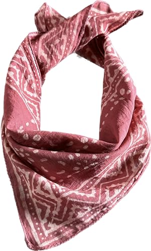 Bandana Scarf Handmade Hand Block Print Gamayun Bandana in Cream, Pumpkin and Steel - Handmade Organic Cotton Bandana block print bandana scarf4