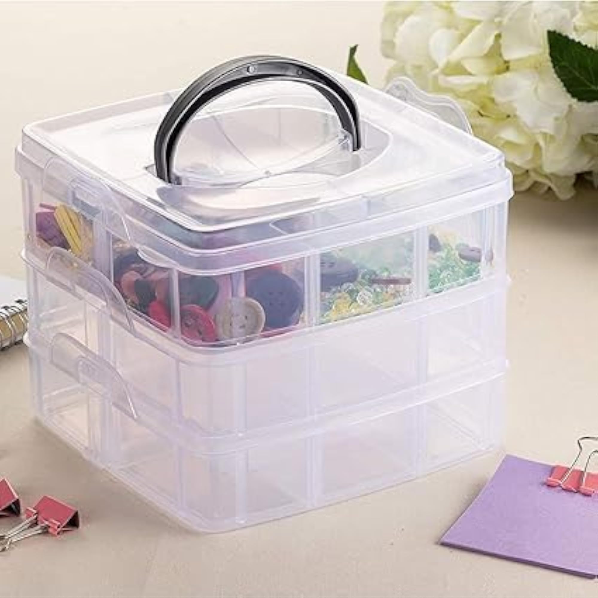 3 Layers 18 Grid Plastic Transparent Jewelry Storage Box