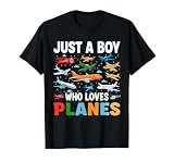 Funny Just A Boy Who Loves Planes Airplane Aircraft Loves T-Shirt