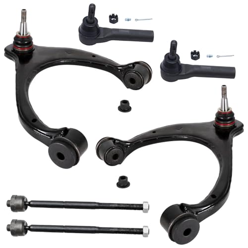 Image of Detroit Axle - 6pc Front End Suspension Kit for 14-18 Chevy GMC Silverado | Sierra 1500, Suburban Tahoe Yukon XL Cadillac Escalade ESV, Upper Control Arms with Ball Joint Inner Outer Tie Rods