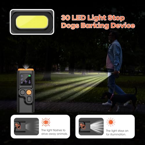 Lancoon Ultraschall Hundevergrämer Mit Taschenlampe - Wiederaufladbarer Bellen-Stopper Für Hunde