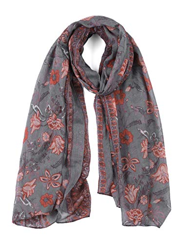 Écharpe large en polyester gris uxcell pour femmes et grand châle de plage vintage