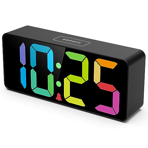 Image of Welgo 7.5 Inches Big Number Alarm Clock for Seniors & Kids | Big numbers, 0-100% adjustable brightness and volume, USB charging port, simple setup, snooze, outlet-powered bedside clock