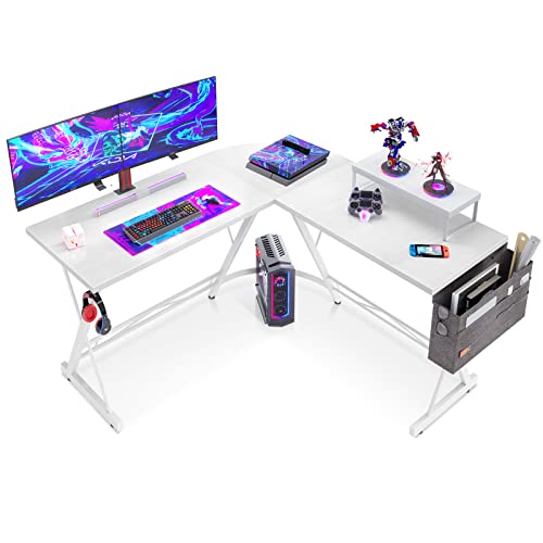 Casaottima L Shaped Gaming Desk, Home Office Desk With Round Corner, Computer Desk With Large Monitor Stand Desk Workstation #TOP23