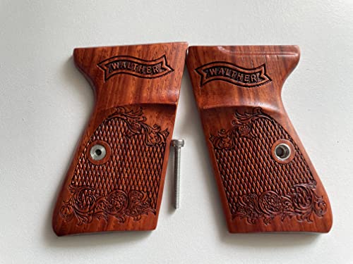 New! Reproduction Grips Compatible With Walther Ppk/S, Pp, New Ppk/S .22 Cal. Hardwood Pattern#1 Thailand Handmade By Feelsogood #TOP7