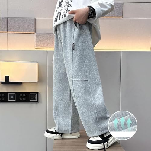 Boys Baggy Cargo Sweatpants Y2K Elastic High Waisted Wide Leg Joggers Fall Winter Cotton School Athletic Pants4