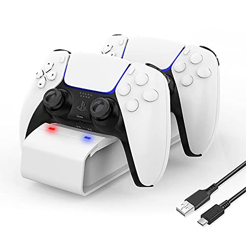 PS5 Controller Charger Station, PS5 Charging Station with Fast Charging AC Adapter 5V/3A, Playstation 5 Dual Controller Charging Stand, Docking Station Replacement for DualSense Charging Station