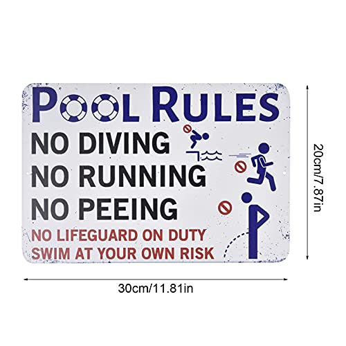 Sinal de regras de aviso de piscina - Sinal engraçado da regra da piscina | Decoração de parede Regr