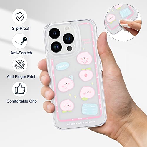 Pnatee For Iphone Xs Max Case Clear, Transparent Shockproof Bumpers Phone Cases, Cartoon Pattern For Women Gift Shockproof Soft Tpu Clear Case, Pink Peach #TOP4