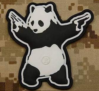 BritKitUSA Panda with Guns 3D PVC Morale Patch Hook Backing